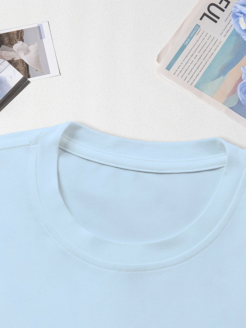 European And American Fashion One - Piece Creative Design Girly Women'S T - Shirt with Starfish, Coconut, And Shell Patterns + The Text \ - Blue / XXS - Image 3