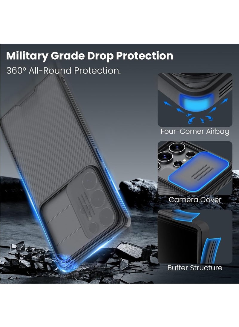 Adando for Samsung Galaxy S26 Ultra Case with Slide Camera Cover, Slim Fit Thin Polycarbonate Protective Shockproof Cover with Slide Camera Cover, Upgraded Cover for Galaxy S26 Ultra (Clear Black) - Image 5