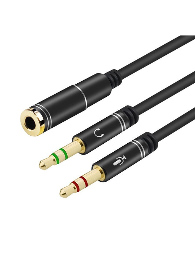 3.5mm أنثى إلى مزدوج 3.5mm ذكر الصوت الفاصل كابل أسود محول الصوت العالمي - Image 2