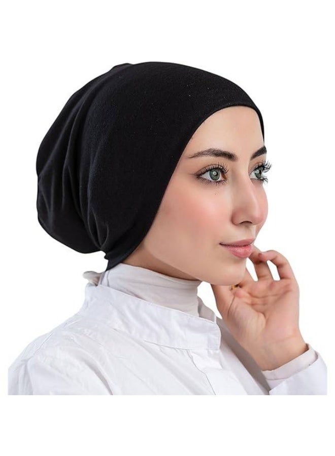 Seamless, closed bonnet bandana for veiled women, made of cotton lycra – lightweight for everyday wear – perfect support – black color - Image 1