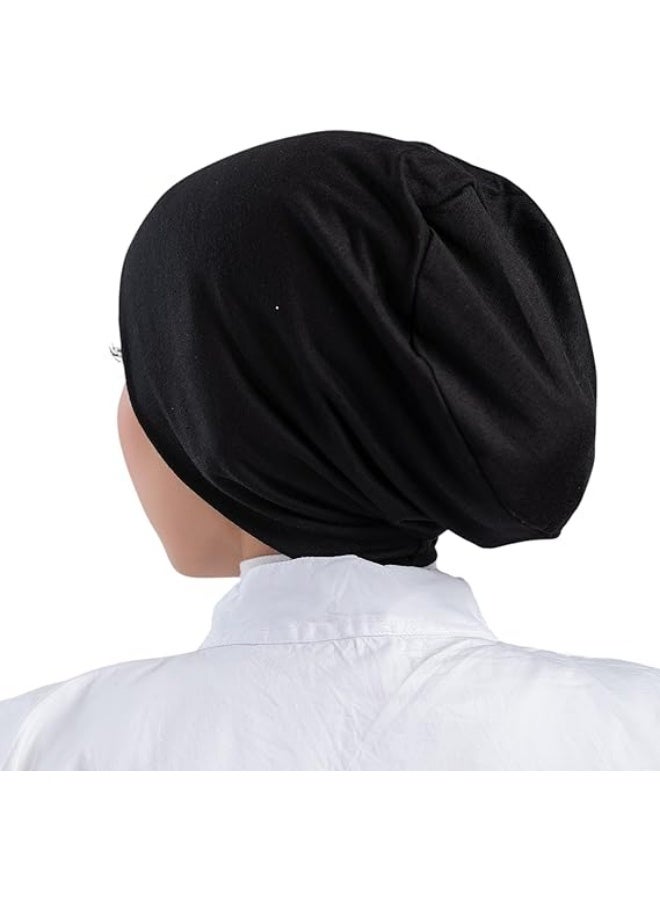 Seamless, closed bonnet bandana for veiled women, made of cotton lycra – lightweight for everyday wear – perfect support – black color - Image 2