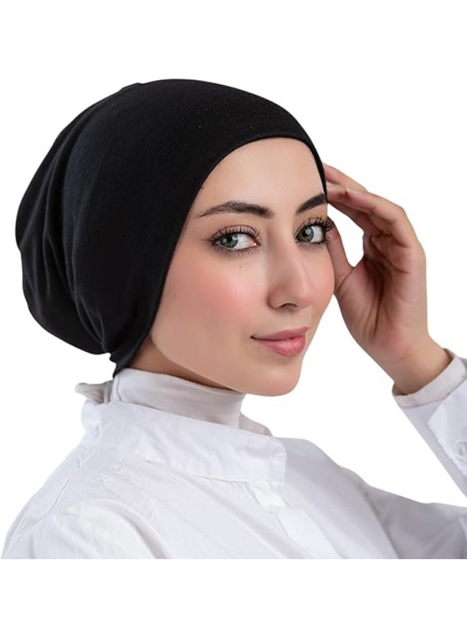 Seamless, closed bonnet bandana for veiled women, made of cotton lycra – lightweight for everyday wear – perfect support – black color - Image 3
