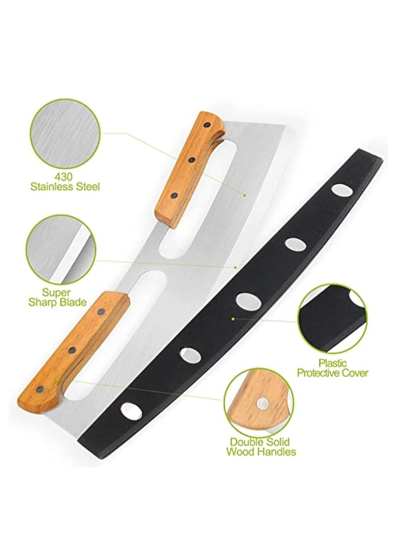 Arabest Non-Stick Pizza Cutter,Pizza Cutter Rocker with Wooden Handles and Protective Cover,Dishwasher Safe, Sharp Stainless Steel Pizza Slicer Wheel, Big Pizza Knife Cutters for Kitchen Tool  - Image 3