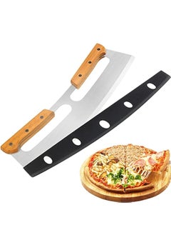 Arabest Non-Stick Pizza Cutter,Pizza Cutter Rocker with Wooden Handles and Protective Cover,Dishwasher Safe, Sharp Stainless Steel Pizza Slicer Wheel, Big Pizza Knife Cutters for Kitchen Tool  - Image 1