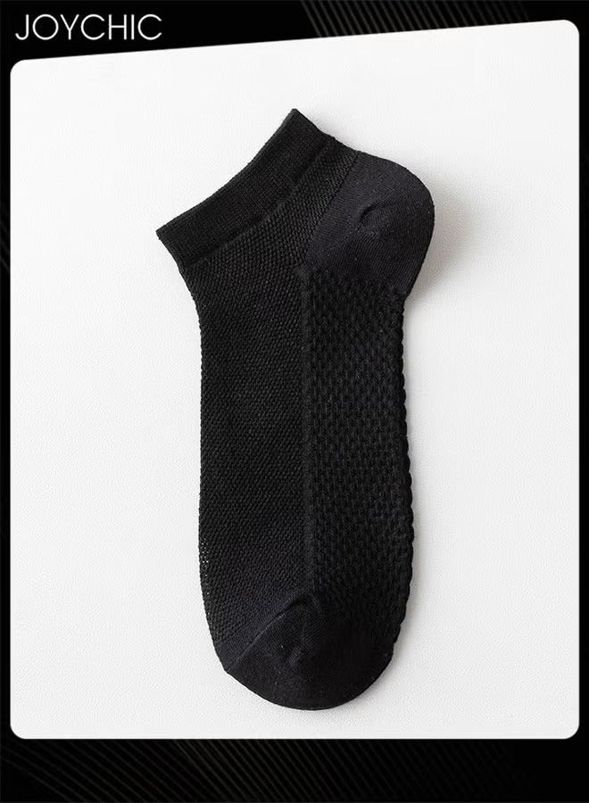 Joychic 5 Pairs of Socks for Men Summer Thin Solid Color Pure Cotton Sweat-absorbent Breathable Short Socks - Image 3