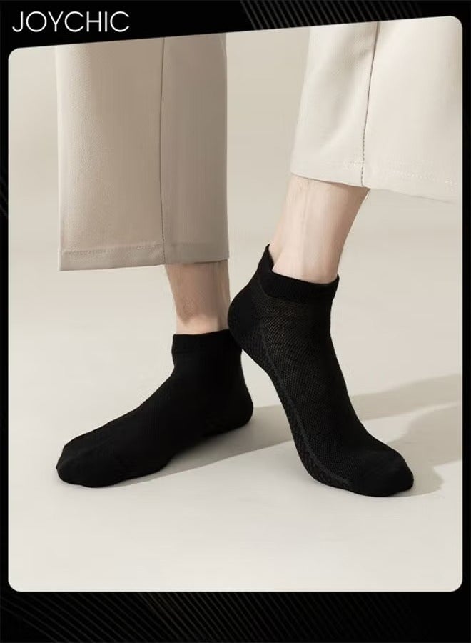 Joychic 5 Pairs of Socks for Men Summer Thin Solid Color Pure Cotton Sweat-absorbent Breathable Short Socks - Image 2