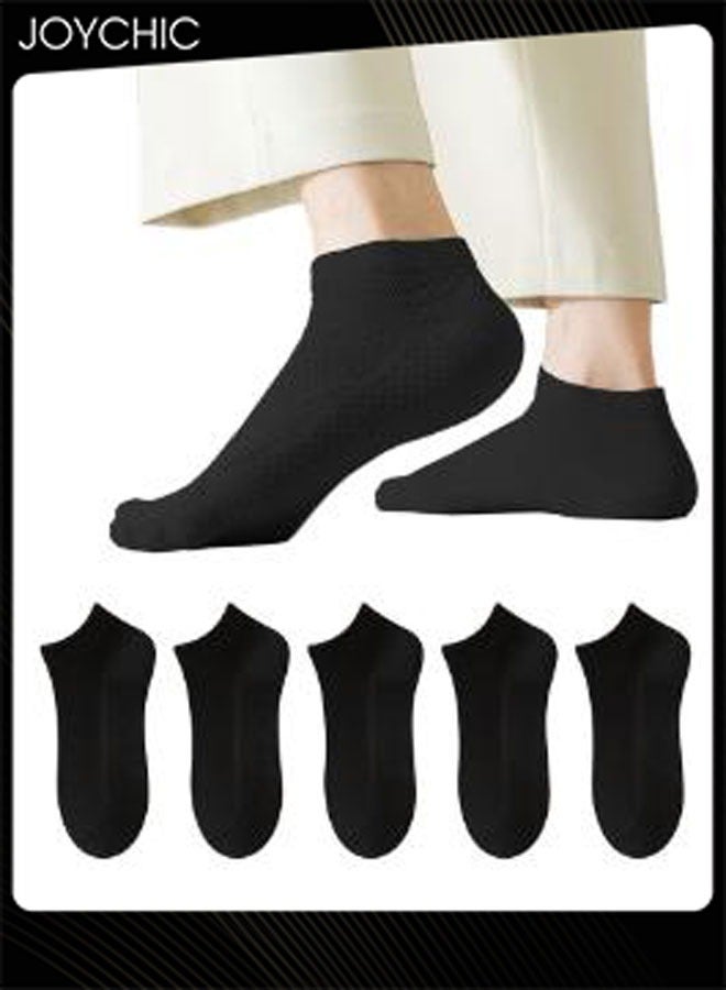 Joychic 5 Pairs of Socks for Men Summer Thin Solid Color Pure Cotton Sweat-absorbent Breathable Short Socks - Image 1