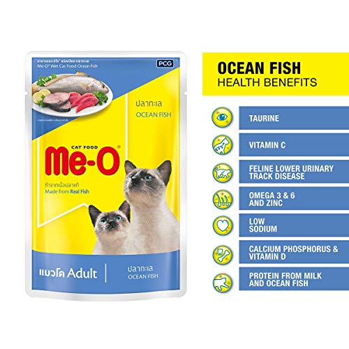 ME-O Wet Pouch Adult CAT Food Ocean Fish Flavour 80 G Pack of 12, 960g - Image 3
