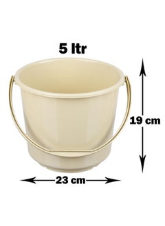 Kuber Industries Kuber Industries Bucket | Plastic Bucket for Mopping | Bucket for Cleaning | Storage Container Bucket | Water Storage Bucket | Bathroom Bucket | Plain Bucket | 5 LTR | Beige  - Image 3