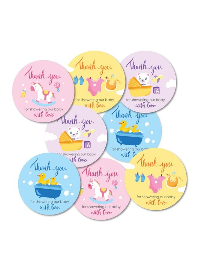 weRevel Baby Shower Stickers for Party Favors, Gifts, Party Decor, Greetings and More, 40 Count, 2 Inches, Round, 4 Unique Designs