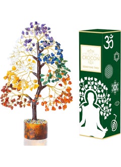 Crocon 7 Chakra Tree of Life - Crystal Tree for Positive Energy, Attract Good Luck Mothers Day Feng Shui Money Bonsai - Gemstone Tree, Seven Chakra Healing Stones, Home Decoration Gift 