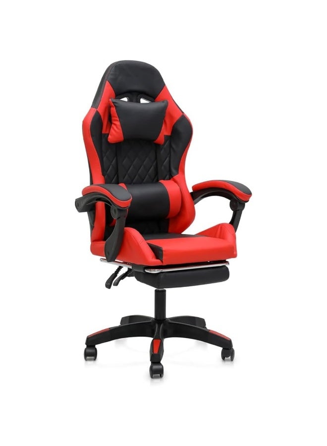 Multi Home Furniture Black and Red Gaming Chair with Headrest, Lumbar Support, Reclining Footrest & Back Support – Adjustable Ergonomic Chair with 360° Swivel Chair Wheels, Best Gaming Chair for Adult - Image 1