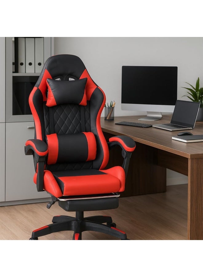Multi Home Furniture Black and Red Gaming Chair with Headrest, Lumbar Support, Reclining Footrest & Back Support – Adjustable Ergonomic Chair with 360° Swivel Chair Wheels, Best Gaming Chair for Adult - Image 2