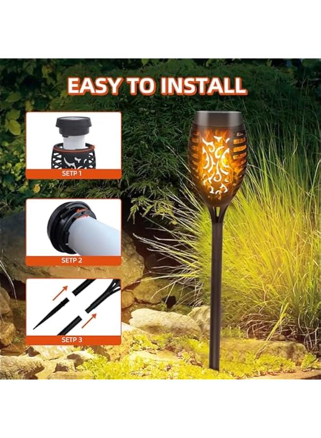 Solar Lights Outdoor Garden, 6 Pack Solar Flickering Dancing Flame Lights, 53 CM Tall Waterproof Solar Torch Lights Landscape Lighting for Garden Patio Pathways Lawn Yard Decoration - Image 2