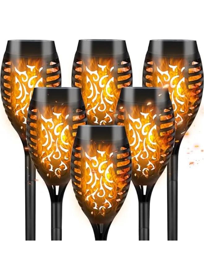 Solar Lights Outdoor Garden, 6 Pack Solar Flickering Dancing Flame Lights, 53 CM Tall Waterproof Solar Torch Lights Landscape Lighting for Garden Patio Pathways Lawn Yard Decoration - Image 1