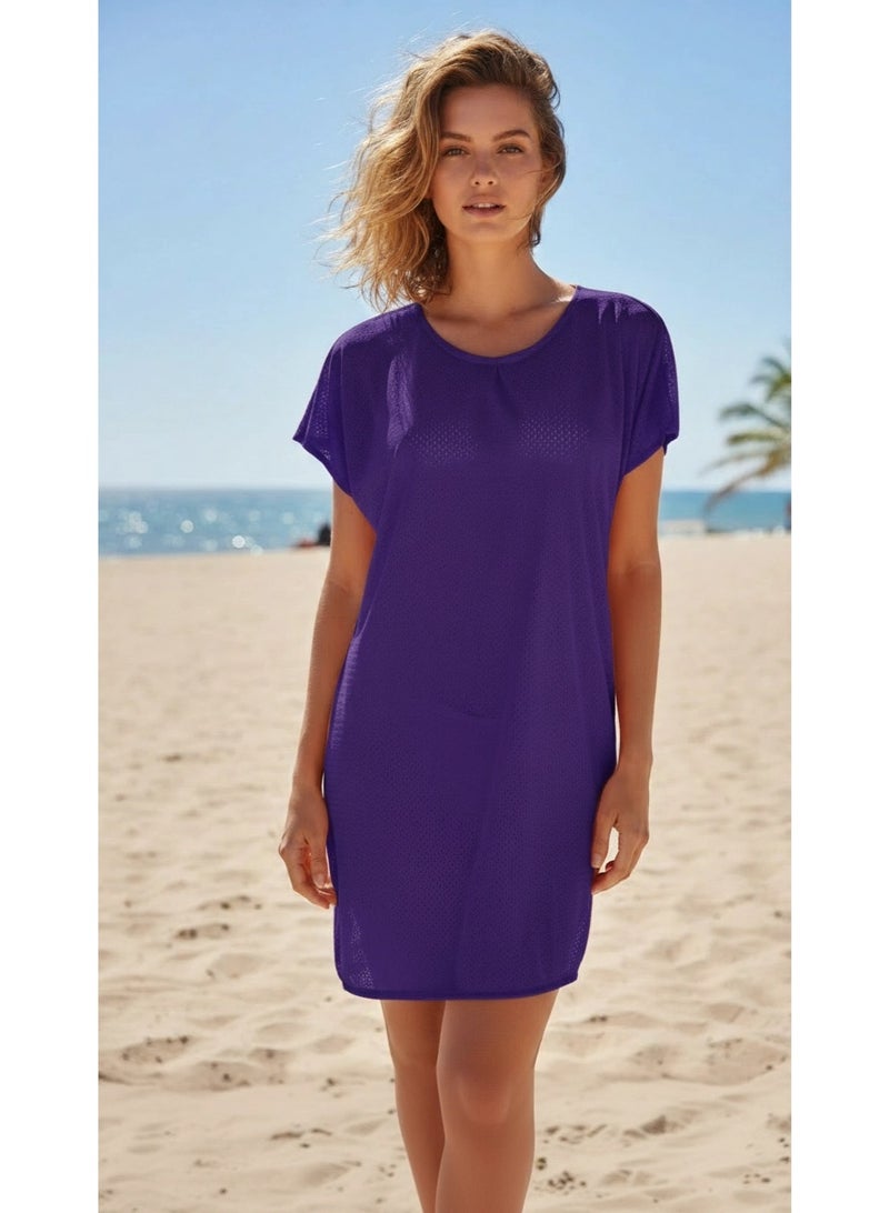 Women's Burgundy Oversized Beach Cover-up – One Size Fits All (50 - 120 kg) | Perfect for Beachwear & Summer Vacations - Image 1