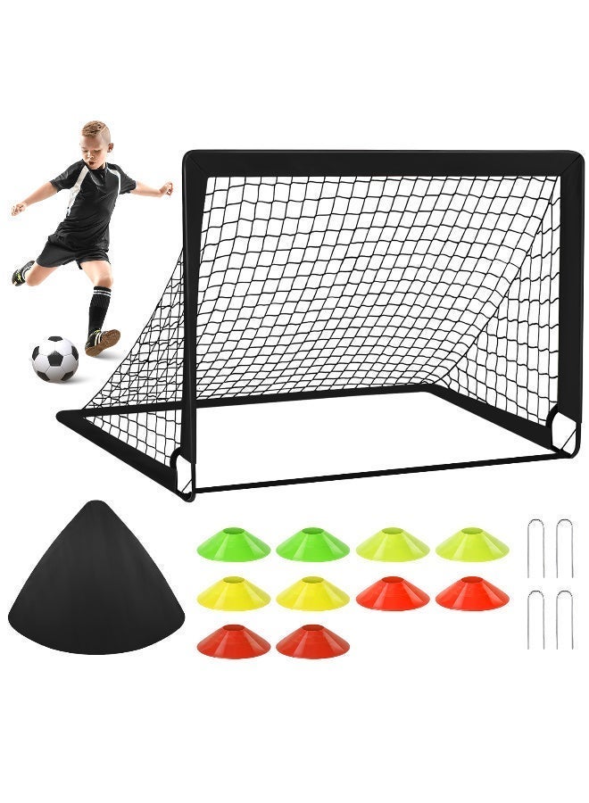 Soccer Goals with Portable Bag, Soccer Nets for Backyard with 10 cones, Kids Training Equipment for Kids, Youth Games, Sports, Fit for Family Game Play - Image 1