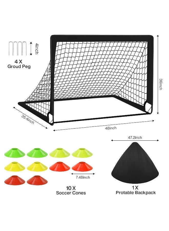 Soccer Goals with Portable Bag, Soccer Nets for Backyard with 10 cones, Kids Training Equipment for Kids, Youth Games, Sports, Fit for Family Game Play - Image 2