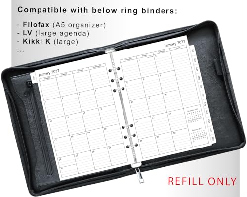 newestor 2026-2027 Monthly Planner Refills for A5 6-Ring Binder, Two Pages Per Month, Apr 2026 to Dec 2027, A5 Size, 6-Hole Punched - Image 2