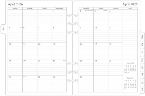 newestor 2026-2027 Monthly Planner Refills for A5 6-Ring Binder, Two Pages Per Month, Apr 2026 to Dec 2027, A5 Size, 6-Hole Punched - Image 1