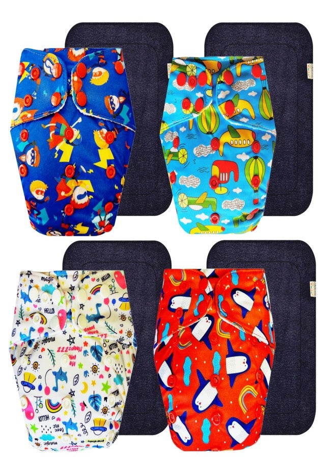 حفاضات قماشية فاخرة من دمبلدو مع حشوة سوداء (عبوة من 4) | ناعمة ولطيفة | تسمح بمرور الهواء | سريعة الجفاف | مثالية للأطفال الصغار | من 3 أشهر إلى 3 سنوات | للجنسين - Image 1