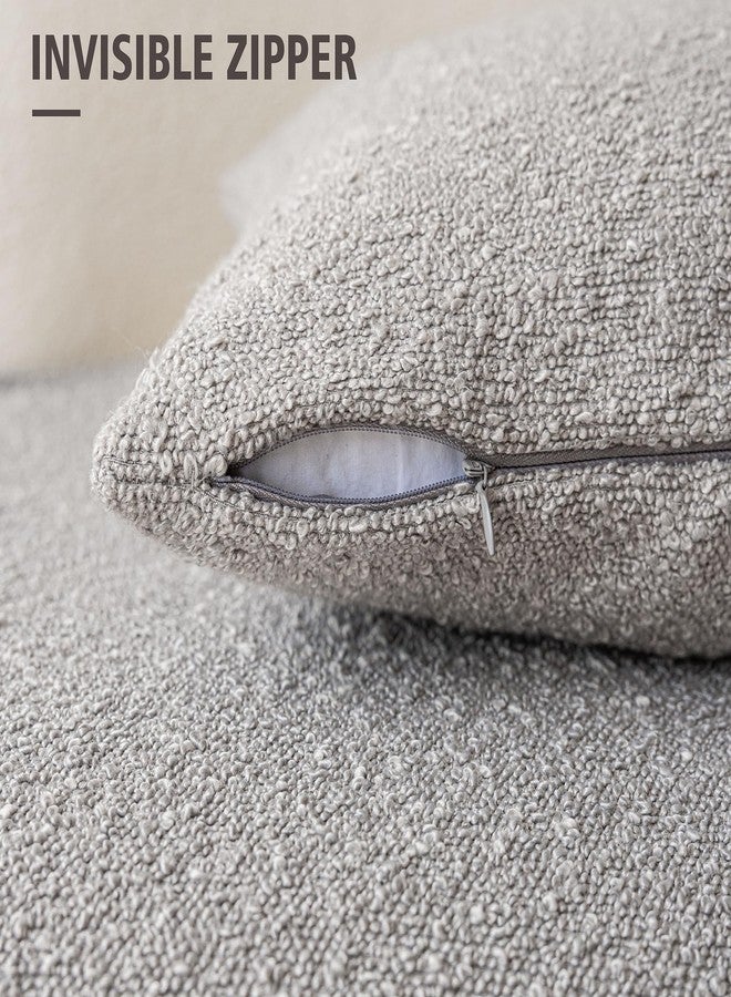 Foindtower Pack of 2, Decorative Textured Boucle Throw Pillow Covers Accent Solid Pillow Cases Cozy Soft Couch Cushion Case for Chair Sofa Bedroom Living Room Home Decor 22 x 22 Inch Neutral Grey - Image 3