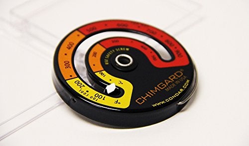 Condar EXCITING EASY TO READ GRAPHICS. ChimGard® Energy Meter (3-4) Woodstove Thermometer. Durable genuine porcelain enamel with yellow, orange and red zones clearly indicated on black case. - Image 5