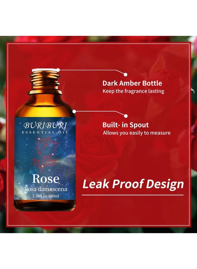 BURIBURI Rose Essential Oil 100ML Gifts Set 100% Pure Natural Undiluted Aromatherapy Rose Oil 3.38fl.oz for Soap, Candle Making, Massage, Diffuser, Humidifier - Image 5