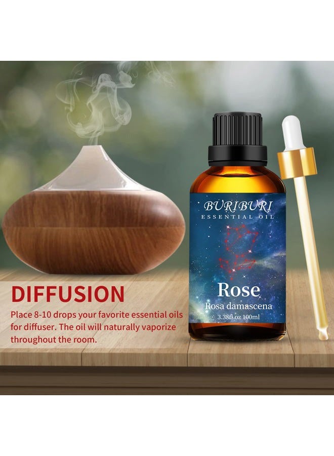 BURIBURI Rose Essential Oil 100ML Gifts Set 100% Pure Natural Undiluted Aromatherapy Rose Oil 3.38fl.oz for Soap, Candle Making, Massage, Diffuser, Humidifier - Image 4