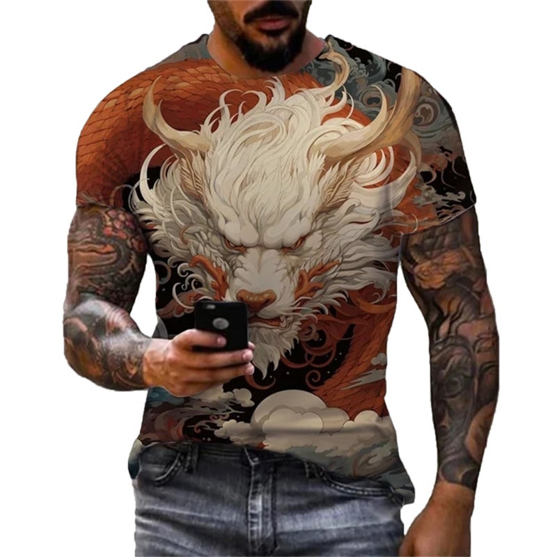 Men'S T-Shirt 3D Animal Printing Round Neck Short Sleeve T-Shirt - Image 5