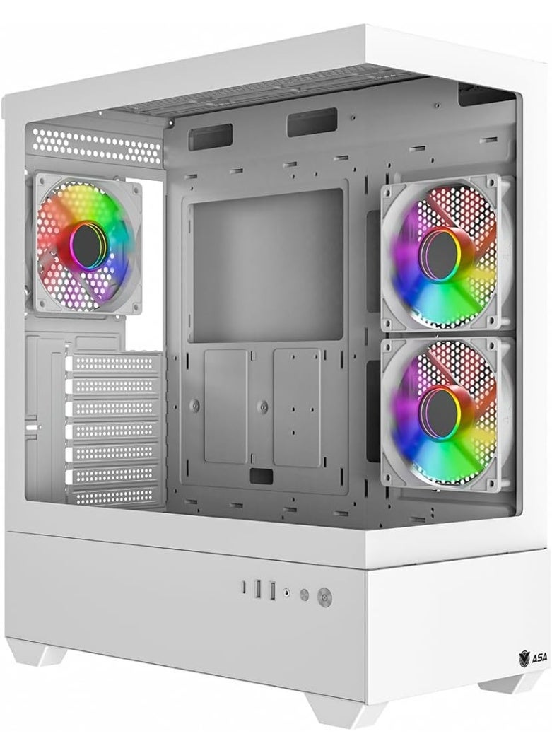 أيه أس أيه صندوق حاسوب أسا أورا وايت (Z200) - يدعم بطاقات رسومات RTX، تبريد مائي 320 مم، تصميم تدفق هواء ممتاز، منفذ USB Type-C (أبيض أورا) - Image 1