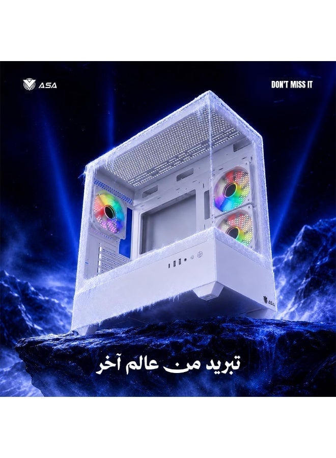 أيه أس أيه صندوق حاسوب أسا أورا وايت (Z200) - يدعم بطاقات رسومات RTX، تبريد مائي 320 مم، تصميم تدفق هواء ممتاز، منفذ USB Type-C (أبيض أورا) - Image 3
