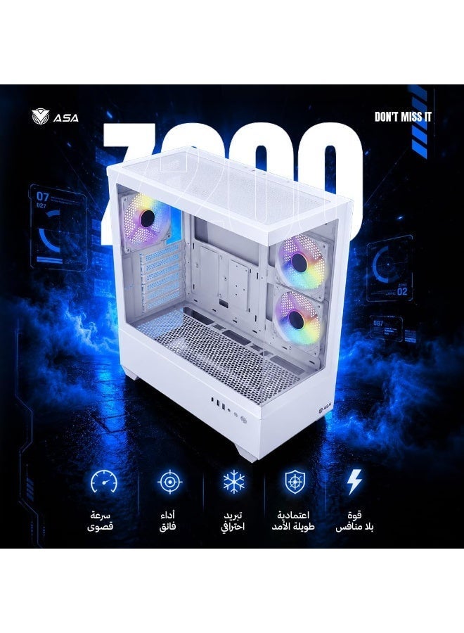 أيه أس أيه صندوق حاسوب أسا أورا وايت (Z200) - يدعم بطاقات رسومات RTX، تبريد مائي 320 مم، تصميم تدفق هواء ممتاز، منفذ USB Type-C (أبيض أورا) - Image 5