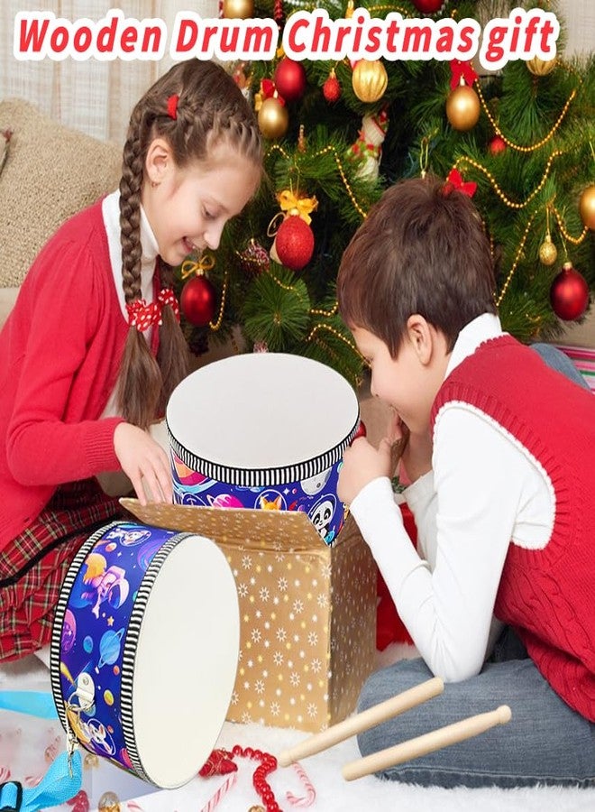 Blvochnnt Kid Drum Set,8 Inch Wooden Drum Toys,Sensory Educational Musical Instrument Toy with Adjustable Strap,2 Drumsticks for Toddler,Baby Girls Boys, Astronauts Animals Dinosaurs - Image 3