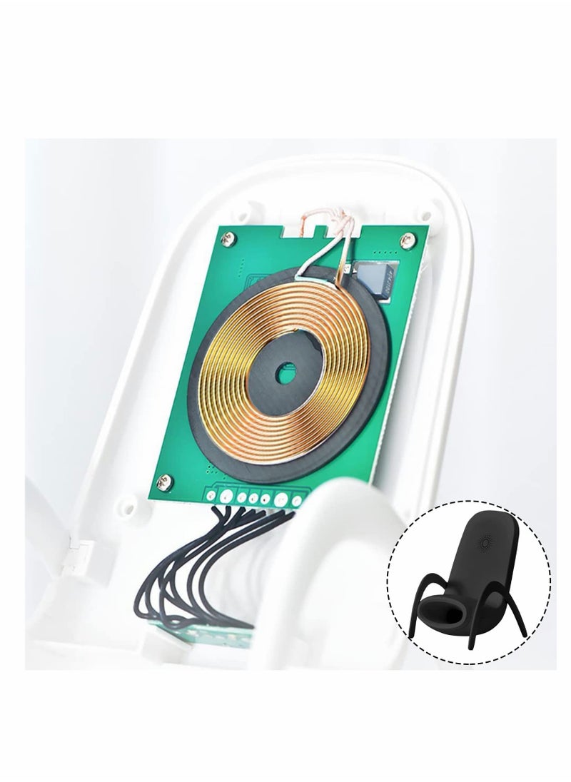 Generic - Portable Wireless Charger Mini Chair for All Phones, Multi-Function Phone Stand with Speaker, USB Power Bank - White - Image 1
