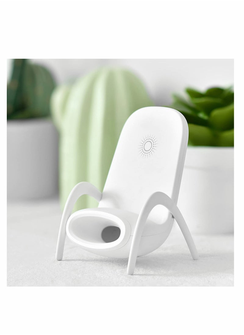 Generic - Portable Wireless Charger Mini Chair for All Phones, Multi-Function Phone Stand with Speaker, USB Power Bank - White - Image 1