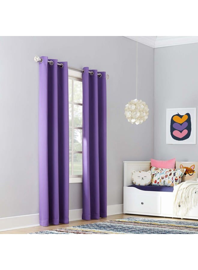 Sun Zero Riley Kids Bedroom Blackout Grommet Curtain Panel, 40" x 84", Purple - Image 1