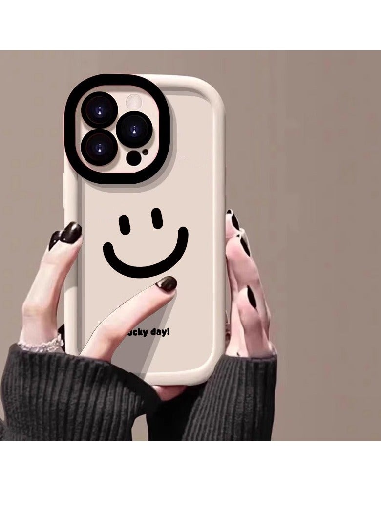 NIBEMINENT Lucky Smiley Protective TPU Case Cover For iPhone 16 Pro Max, White