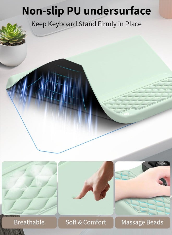 abc.mat 3-in-1 Ergonomic Keyboard Stand with Wrist Rest & Mouse Pad Set, Comfy Keyboard Riser Holder Soft Mousepad with Massage Design, Memory Foam and Non-Slip PU Base for Pain Relief, Light Green - Image 5