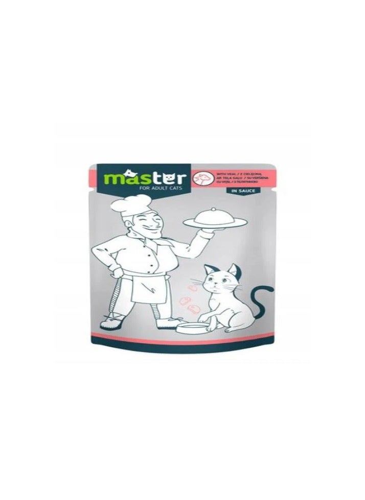 Master Master Wet Food with Veal in Jelly for Adult Cats 80 gr 