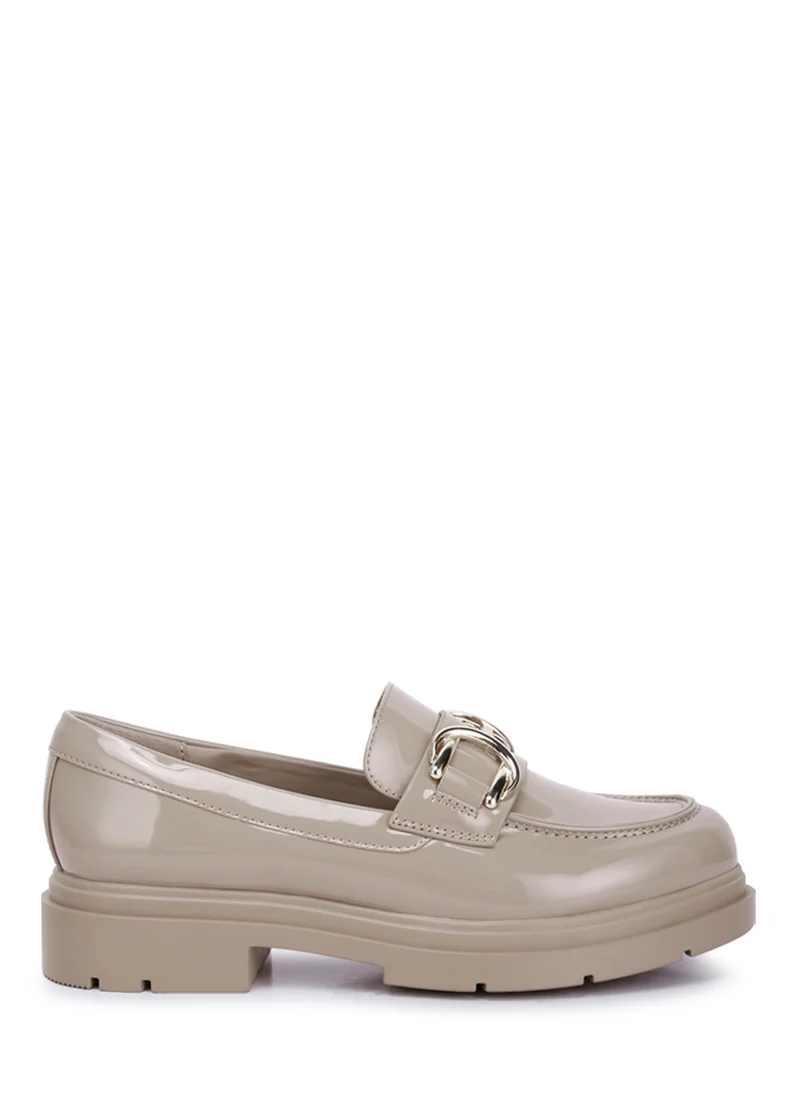 London Rag Horsebit Embellished Platform Loafers in Natural