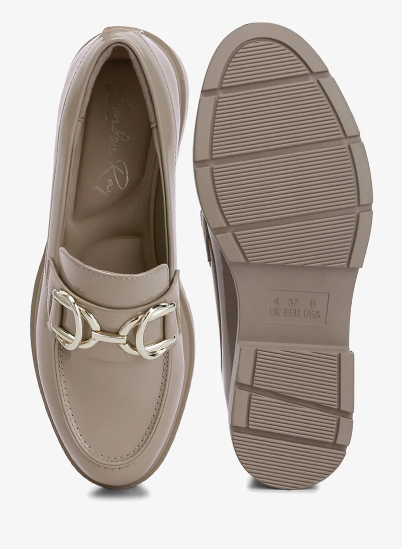 London Rag Natural Horsebit Embellished Platform Loafers in Natural for Women | Best Price UAE