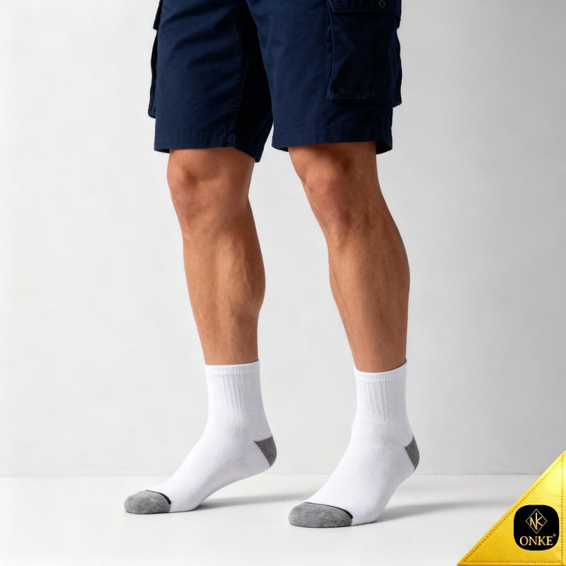 ONKE Max Full Cushion Low Cut Quarter Socks for Men Athletic Running Training Work Thick Warm Moisture Control Anti Blister(White L) - Image 2