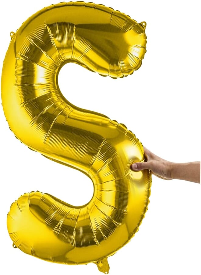 Restaurantware Balloonify 40 Inch Letter Balloon, 1 Large Alphabet Party Balloon - Letter S, Self-Sealing, Gold Foil Mylar Balloon, Hanging Film, Decoration For Birthday, Wedding, Or Graduation - Restaurantware