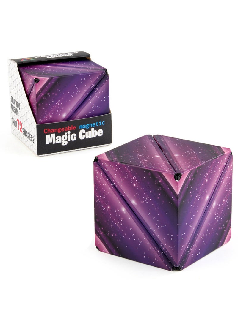 Geometric Three-Dimensional Magnetic Wooden Magic Cube Toy 3d Magnetic Building Blocks Decompression Infinite Flip (Star Cube) - Image 1