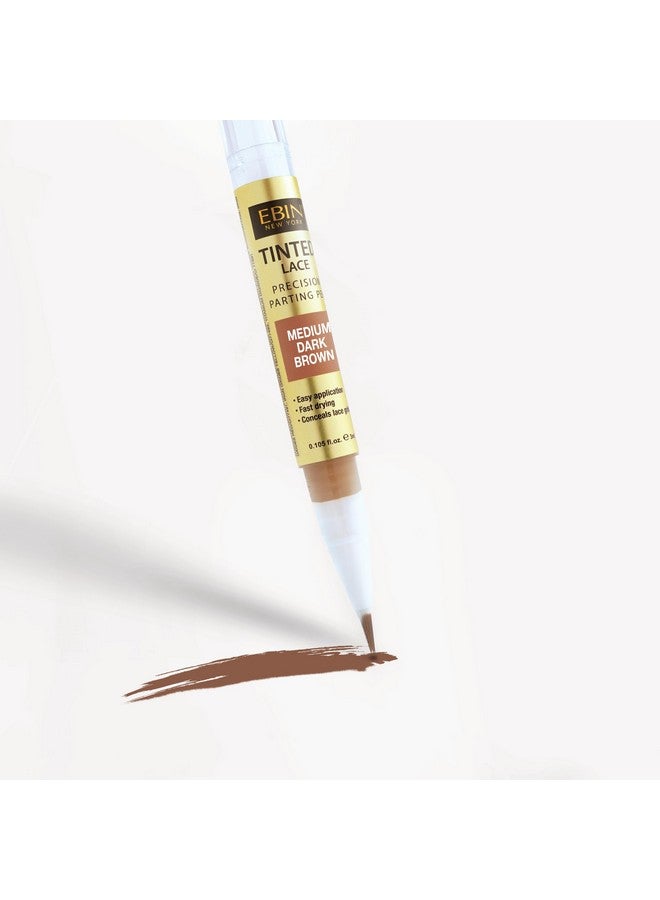 إيبن نيويورك قلم تقسيم دقيق من الدانتيل الملون، بني غامق متوسط، 0.105 أونصة - صبغة دانتيل للشعر المستعار مع فرشاة، سهل الاستخدام، تركيبة تدوم طويلاً، يمتزج بشكل طبيعي، لمسة نهائية سلسة - Image 2