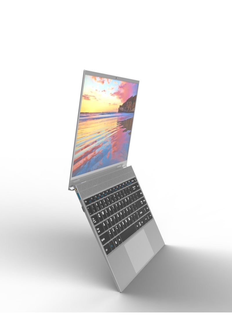 مول ويل حاسوب محمول مزود بشاشة عرض 14 بوصة، ومعالج بنتيوم J3710 وذاكرة وصول عشوائي سعة 8 جيجابايت/ذاكرة تخزين SSD سعة 256 جيجابايت/رسومات إنتل عالية الجودة الإنجليزية/العربية فضي -اسود - Image 2
