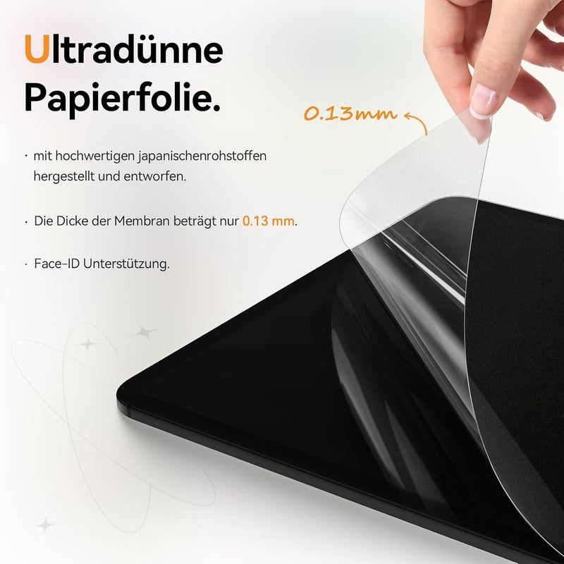 Mamol Pack of 2 Paper Screen Protectors for iPad Air 11 Inch M3/M2, iPad Air 7/6th Generation (2025/2024), Matte Paper Film, Screen Protector, Writing and Drawing, Anti-Glare Feel Paper Film, PET Screen - Image 3