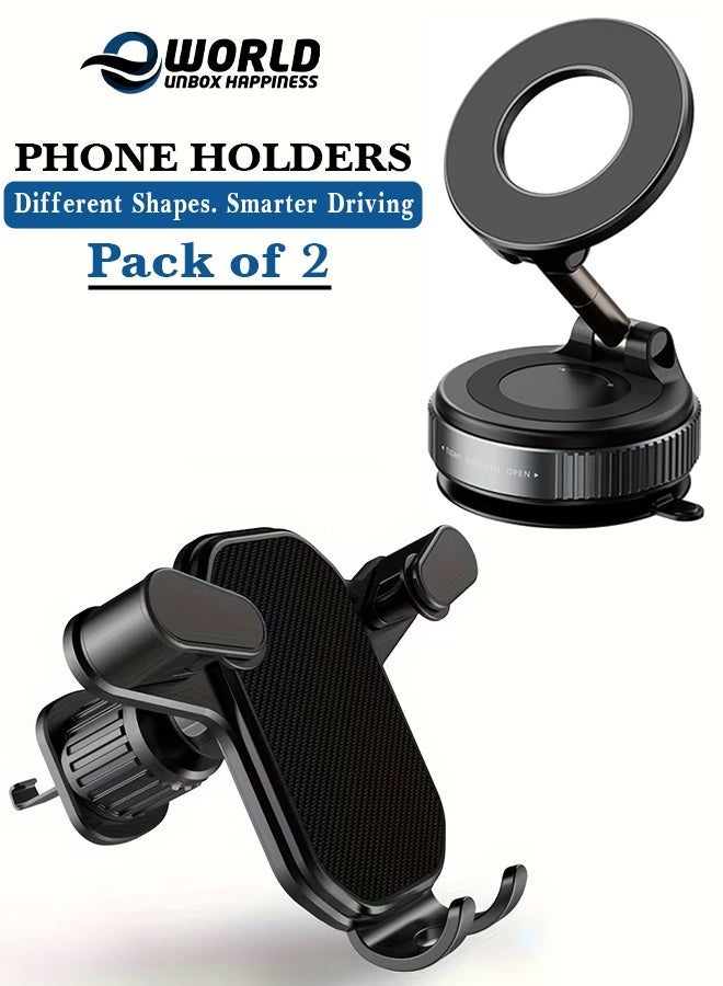 Eworld Car Phone Holder Mount for Car Vent & Magnetic Stand, 360° Rotation, Universal Fit, Pack of 2 - Image 1