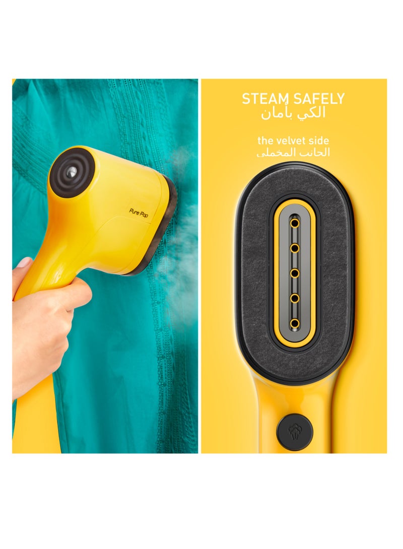 Tefal Garment Steamer|Pure POP|Steams/Purifies Garments|Steam Output Up to 20 g/min|Delicate Fabrics|Reversible Pad System|Travel-Friendly|2 Years Warranty 0.2 kg 1 W DT2026G0 Yellow - Image 5